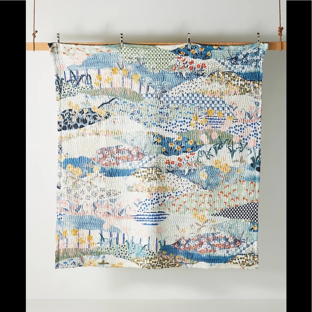 Anthropologie Rosalind Quilt Queen Blue New - Picture 2 of 13